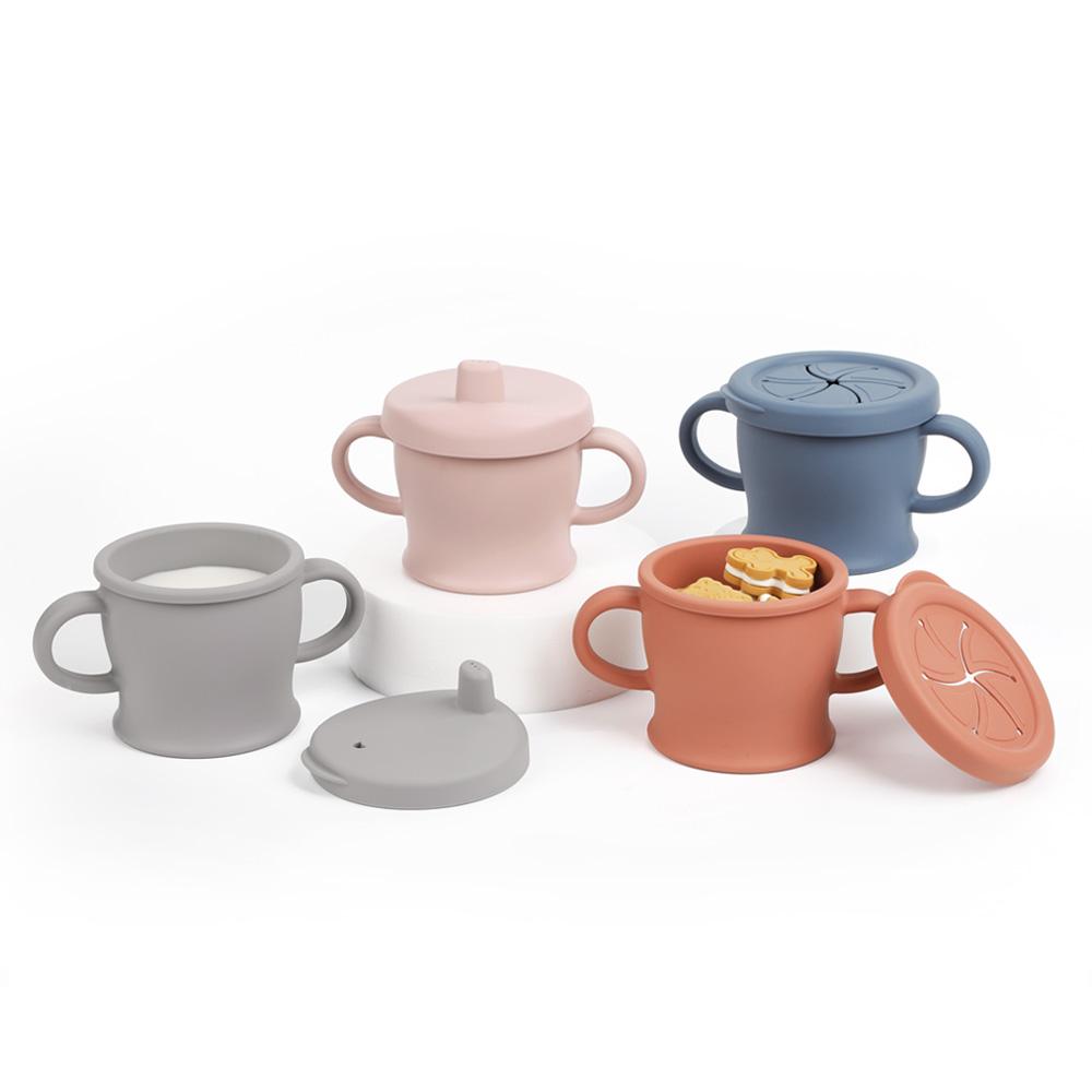 Taza con tapa intercambiable para snacks y bebidas